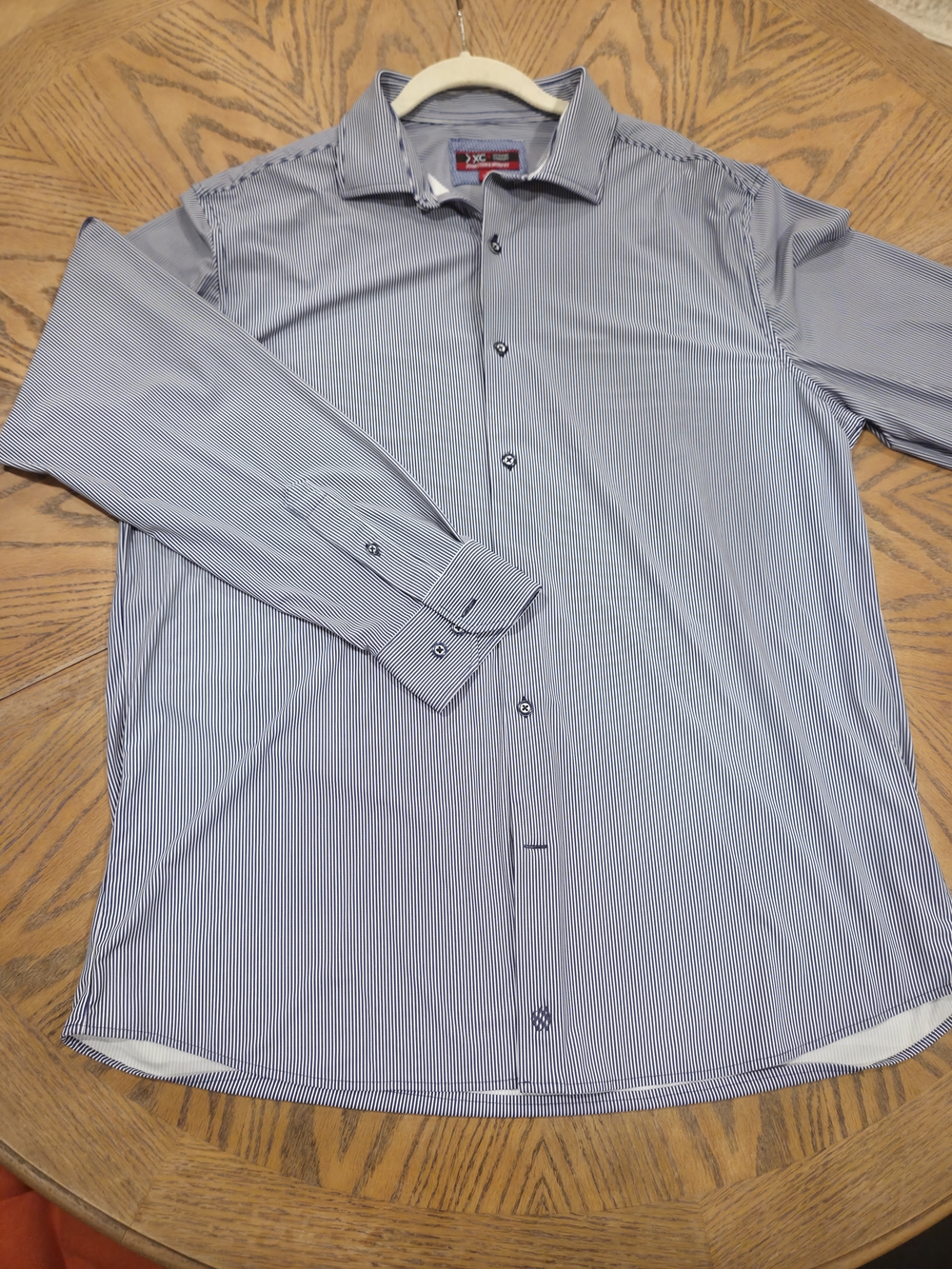 Johnston & Murphy XC4 Extreme Comfort Shirt Mens XL Blue White Striped